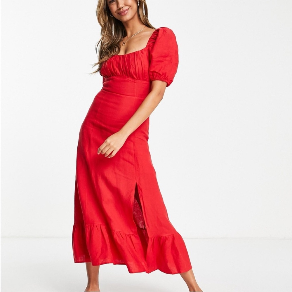 NWT & Other Stories Red Smocked Maxi Dress